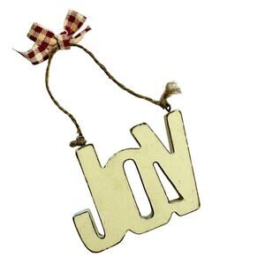 Primitive Farmhouse Christmas Wooden "JOY" Tree Ornament